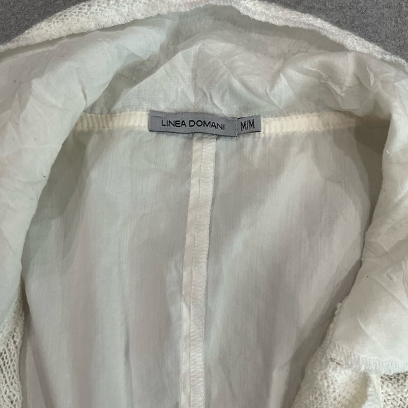 [M]Linea Domani Mixed Fabric and Textures Tie Up open knit Cardigan - Picture 3 of 9